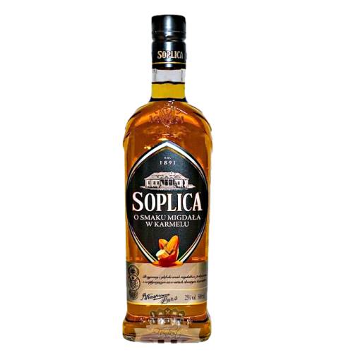 Soplica almond lLiqueur made with a almond and caramel flavour with rich brown color.