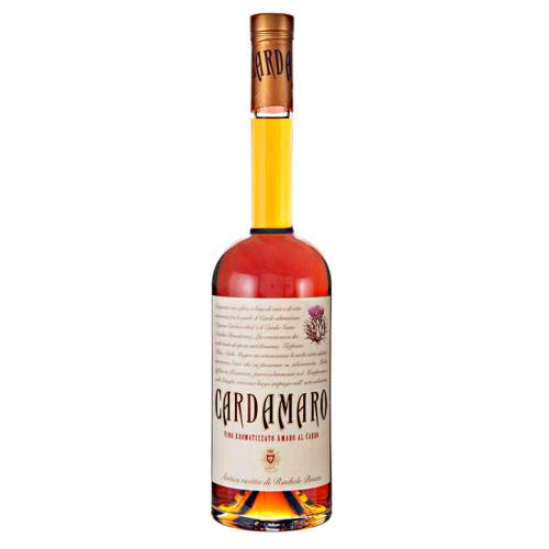 Cardamaro vino amaro and is primarily flavored with cardoon and blessed thistle.