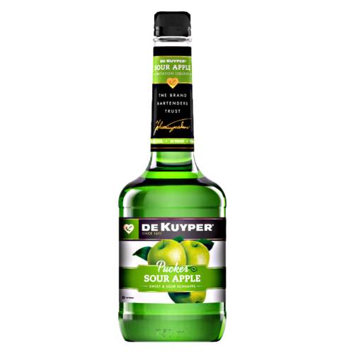 Apple Liqueur Sour Pucker DeKuyper sour apple pucker is a member of dekuypers pucker sweet and sour schnapps family with a flavor similar to granny smith apples.