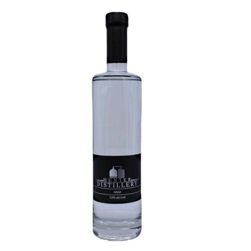 Hunter Distillery Arak is a clear colourless unsweetened anise flavored drink.