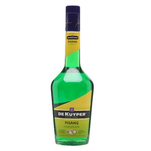 Pisang De Kuyper green banana liqueur known for its exotic flavor based on the juices of many tropical fruit and herbs from the emerald in color.