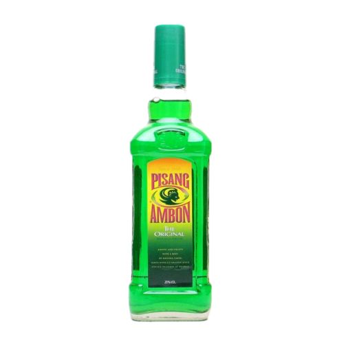 Pisang Ambon is a brand of liqueur with dominating banana flavour and additional tropical fruit and bright green colour.