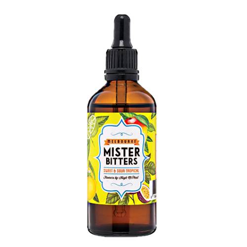 Mister Bitters tropical bitters sweet mango and passionfruit with fresh lemon and lime peel this bitters.