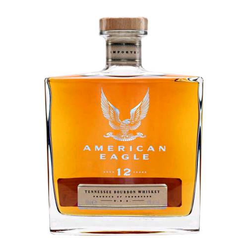 American Eagle 12 year old tennessee bourbon whiskey and made from a blend of corn rye and malt and the whiskey has been slowly aged in oak casks.
