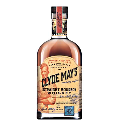 Clyde Mays bourbon is filtered and aged to five years to offer an exceptional fuller mouth feel and classic bourbon experience and soft and sweet aromas of brown sugar baked apricot wild strawberry and nutmeg are followed by a wonderfully soft palatre with complex aromas of barrel spice fruit and oiled leather.