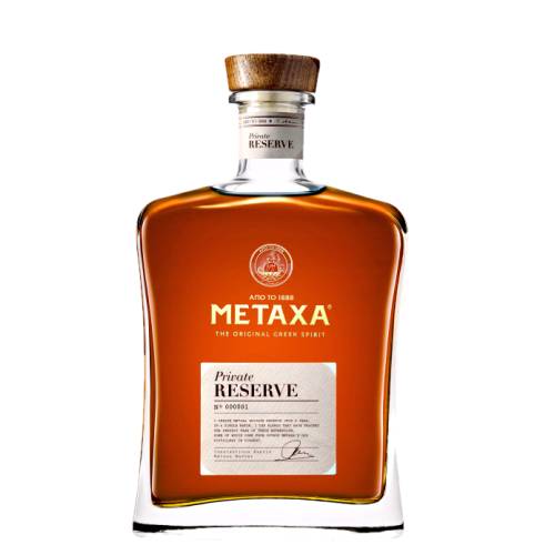Metaxa greek spirit private reserve is made from muscat wines that have aged the most beautifully having preserved both the freshness of their youth and the complexity of their maturity and blends them with exquisite wine distillates matured in oak casks for decades in the Metaxa cellars.