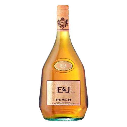 E And J peach brandy is ripe and sweet for the sipping and is a smooth balanced brandy mixed with peach liqueur.