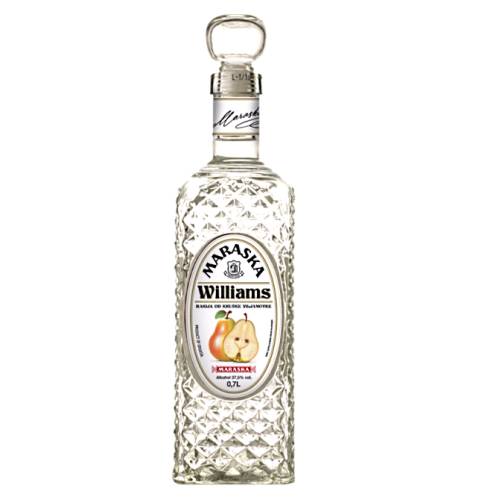 Brandy Pear Williams Maraska distilled exclusively from williams pear with exceptionally fresh noble taste and mild aroma falls among the best and most respected spirits.