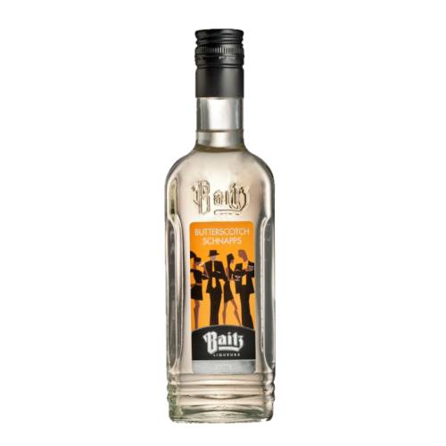 Baitz Butterscotch Schnapps clear in appearance with a slight hint of a gold tinge this variant of schnapps intensely exudes warm butter and brown sugar scents as well as being extremely flavoursome to taste.