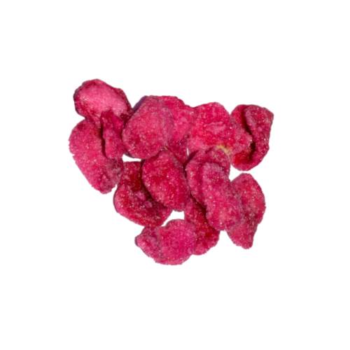 Rose petals candied with sugar also called crystallized rose petal or glace rose petal.