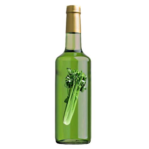 Celery syrup is made by cooking celery juice with sugar until thick and sweet.