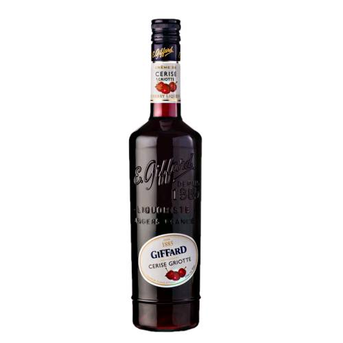 Giffard cherry liqueur or creme de cerise griotte made from the maceration of two varieties of cherries in neutral beet alcohol.