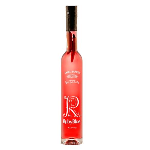Chili Liqueur RubyBlue rubyblue chili liqueur made by hughes craft distillery.