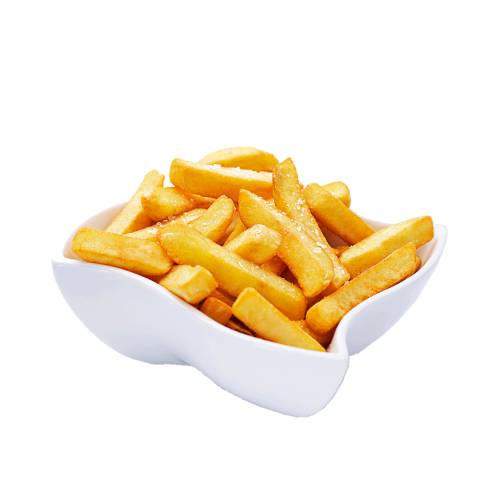 13mm potato chips are cut into shape then deep fried until crispy on the outside and fluffy on the inside.
