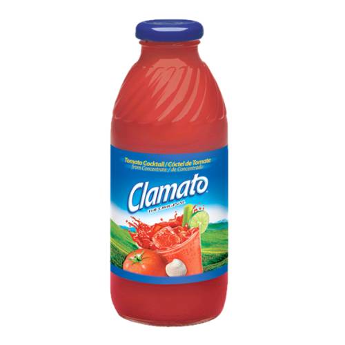 Clamato Juice is made of reconstituted tomato juice sugar spices and clam broth.