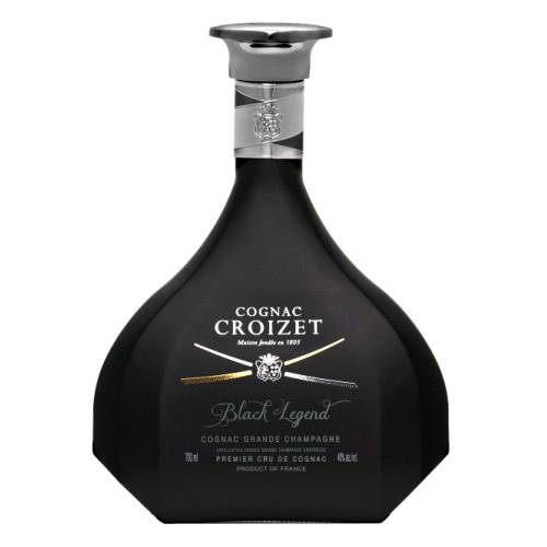 Croizet black legend cognac with beautiful complexity and rich aromas making it a legendary cognac with grapes solely grown in the Grande Champagne region and extended oak ageing.