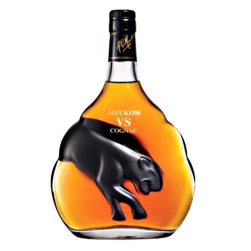 Meukow VS cognac ageing and blending of brandies and presented in its remarkable black panther bottle Meukow VS Cognac is both elegant and powerful.