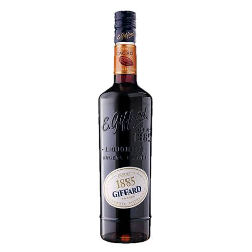 Giffard Brown Creme de Cacao made from cocoa beans infusion.