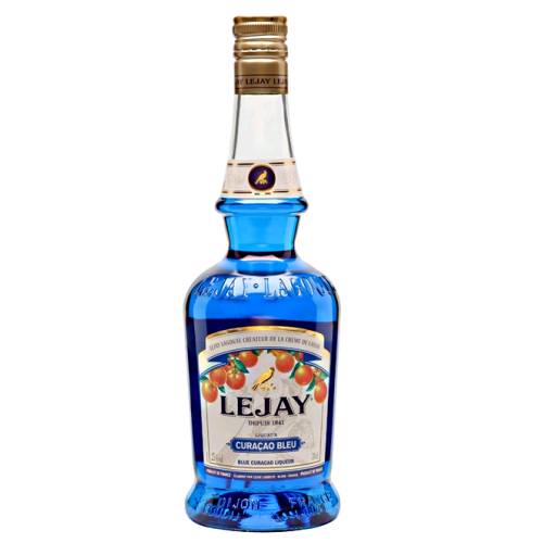 Lejay blue curacao has a bright blue and distilled from orange peels this has a slight bitterness.
