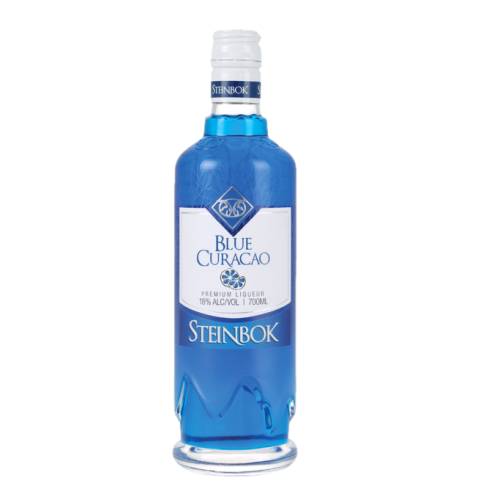 Curacao Blue Steinbok steinbok blue curacao has mastered the exotic flavours of the laraha peal to infuse this perfect summers cocktail liqueur.