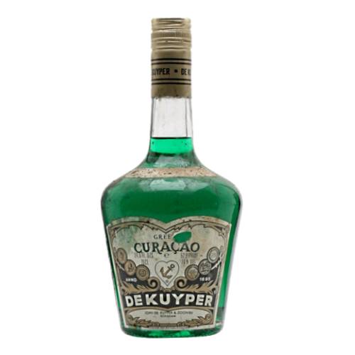 DeKuyper Curacao Green an old bottle of green curacao from renowned Dutch producer De Kuyper.