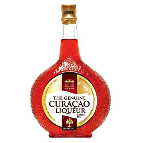 Senior And Co red curacao is made with the peels of the genuine Laraha oranges with a bright red color.