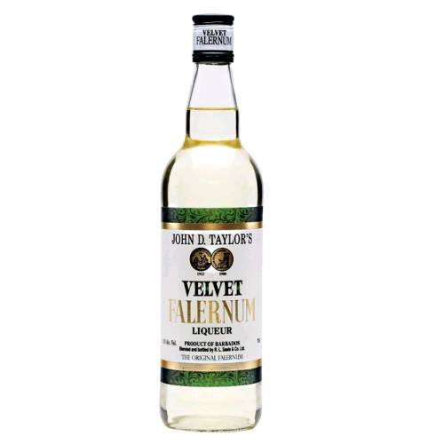Velvet falernum liqueur is a sweetened with sugar cane its flavour comes from an infusion of botanicals including lime peel almonds and cloves.