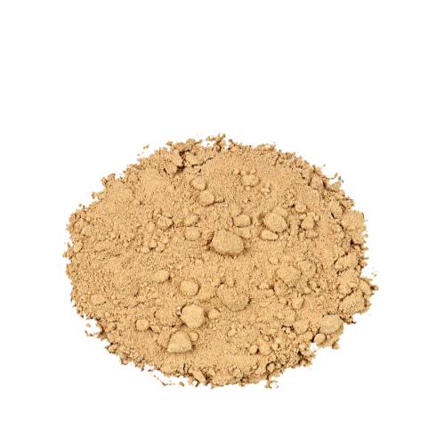 Galangal root ground until a fine powder with a light brown color.