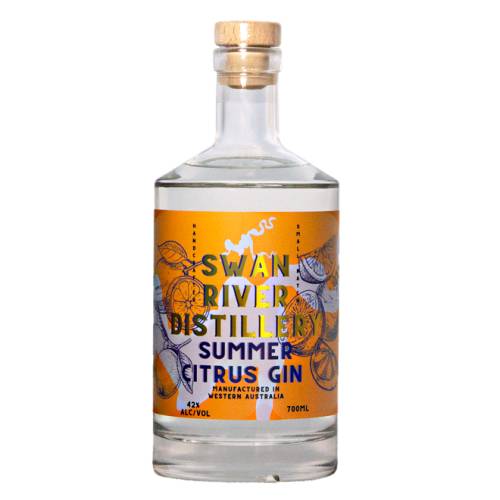 Swan River citrus gin including flavours from lemons limes grapefruits quandongs pomegranite and oranges.