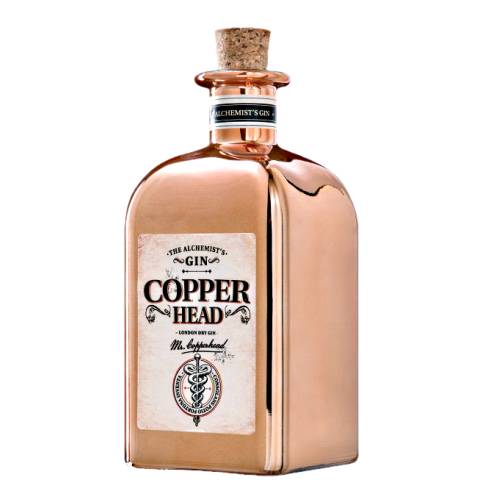 Copperhead gin balance of five ingredients juniper coriander seeds angelica cardamon and orange peel.