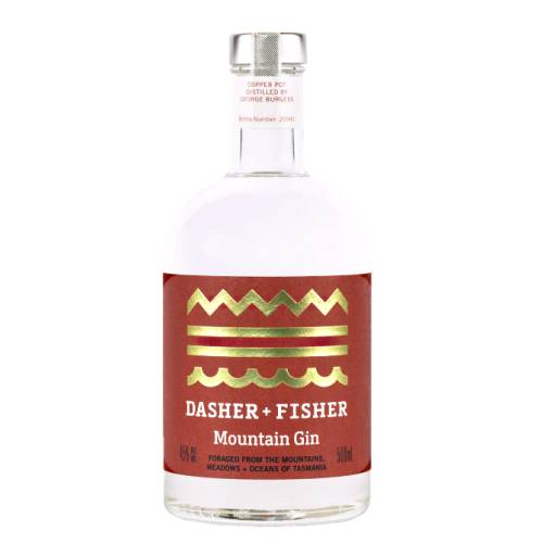 Dasher And Fisher mountain gin is a classic dry style with a tassie twist has 11 botanicals that hero the native pepperberries and herbs found on the way to Cradle Mountain and wildly fragrant with alpine freshness juniper coriander and Tasmanian highland pepperberries with a hint of liquorice root.