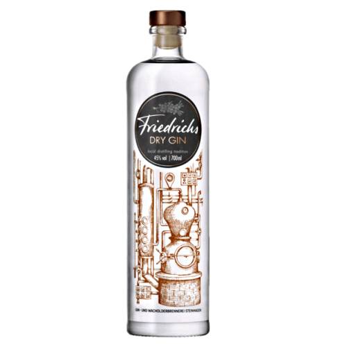 Friedrichs dry gin originates in the traditional gin and juniper distillery Steinhagen Germany and triple distilled gin based on juniper berries and a multitude of other ingredients gives juniper distilling and craftsmanship a new and modern edge.