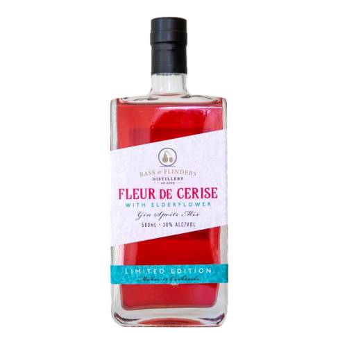Gin Fleur de Cerise Bass And Flinders bass and flinders distillery fleur de cerise combines juniper berries with lush fragrant botanicals including hibiscus rosella orange local cherries and raspberries. this elegant pink gin is then blended with elderflower sweetened with organic peninsula honey.