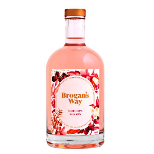 Brogans Way pink gin with a wild light pink color.