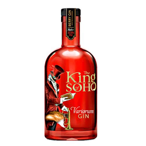 King Of Soho variorum gin is a pink berry edition of the original King of Soho London Dry Gin with strawberry complement the classic juniper and citrus flavours of the original recipe.