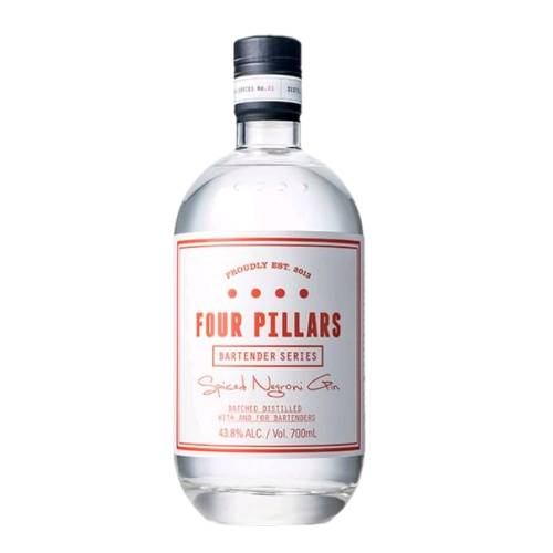 Four Pillars Spiced Negroni Gin is a highly aromatic rich and spicy gin with great power and intensity. First we took our base botanicals and upped the amount of Tasmanian pepperberry leaf and cinnamon.