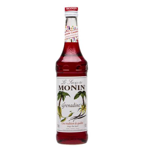 Monin grenadine is a syrup used to color and flavour cocktails and is flavoured with pomegranates.