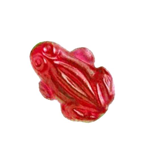 Red jelly frog is a soft candy with a sweet citrus cherry flavour made with gelatin and sugar and is sweet jelly with a bright red color.