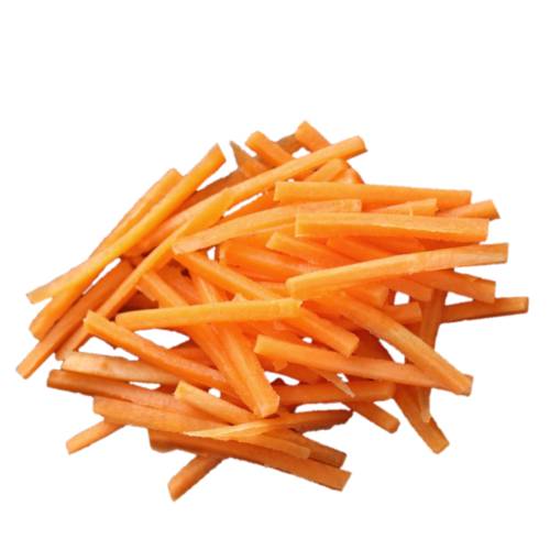 Carrot julienne is raw carrot cut into match stick size shapes.