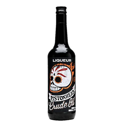 Pistonhead Crude Oil Chili and Licorice Liqueur with a thick black color...not unlike we suppose crude oil.
