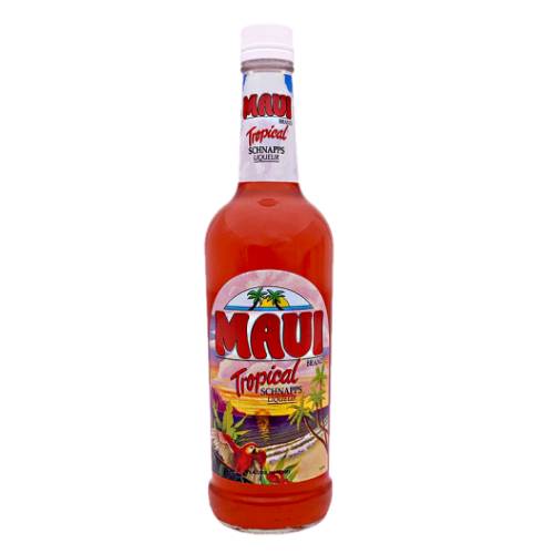 Maui tropical schnapps liqueur is bottled at 15 percent alcohol by volume and is a tropical fruit punch flavored Schnapps.
