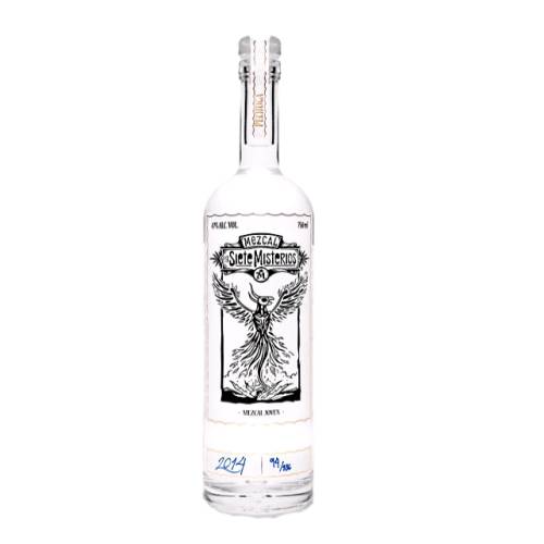 Los Siete Misterios Mezcal Pechuga is hand milled and triple distilled in a copper still. Before the third distillation fruit and spices are added to the blend.