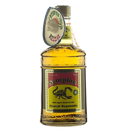 Scorpion Reposado Mezcal crafted from toasted agave heart and fermented in oak vats to give a powerful yet smooth taste.