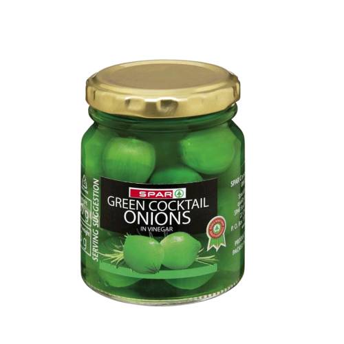 Onion Green small green coloured onion pickled in an acid.