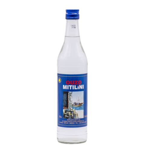 Mitilini Ouzo smooth traditional and light with distillate from copper stills. The secret recipe with anise from Lisvori of Lesvos and other aromatic seeds of the Aeolian land the gentle and slow boiling of the distillation process is the exquisite heritage of the past.