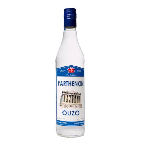 Ouzo Parthenon parthenon ouzo is distilled with the finest aniseed and traditional recipe of aromatic hearbs. sip a chilled glass after dinner to aid with digestion and laughs.