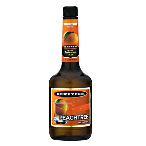 DeKuyper pucker peach liqueur with sweet and tart peach flavor.