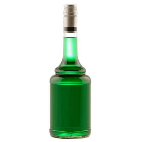 Peppermint Liqueur Green peppermint liqueur in a green color.