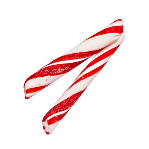 Peppermint stick candy made into a long stick with mint flavour.