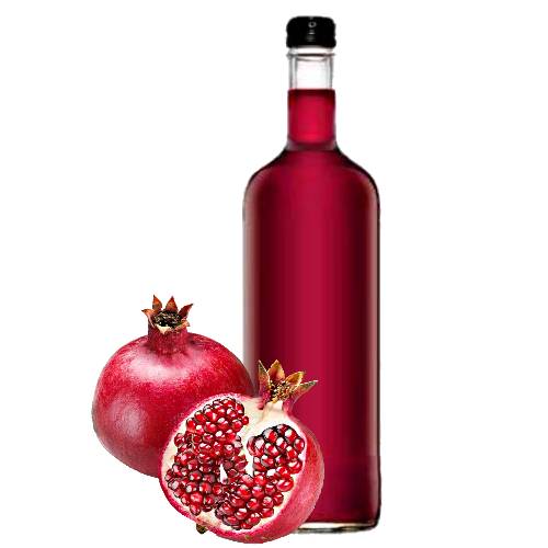 Pomegranate flavor syrup made with pomegranates and sugar also called grenadine.